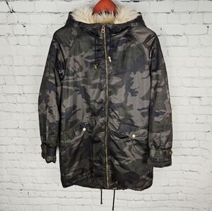 LUCKY BRAND | faux fur camo camoflauge parka jacket
